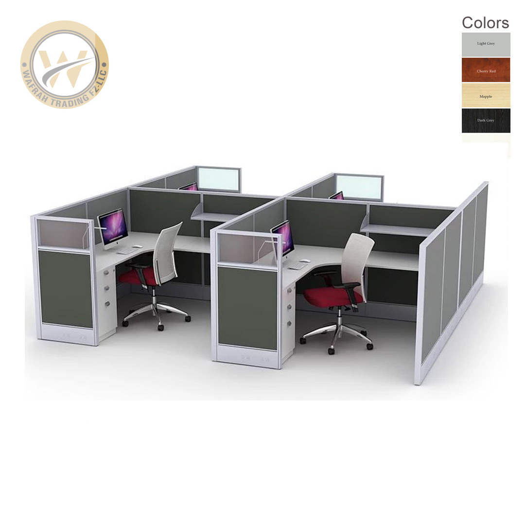 Workstation L Shape 4 Way Full Partition 120cm & P