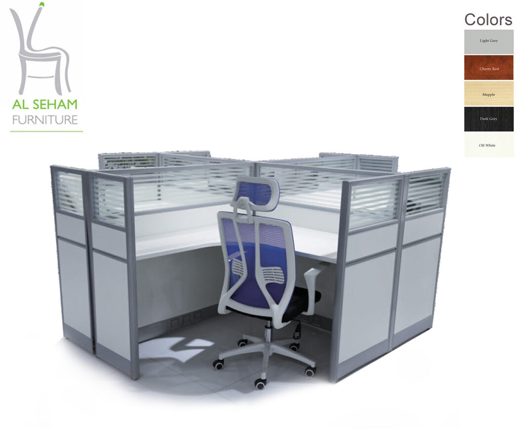 Work Station L Shape 4 Way Partition 120cm with Pe