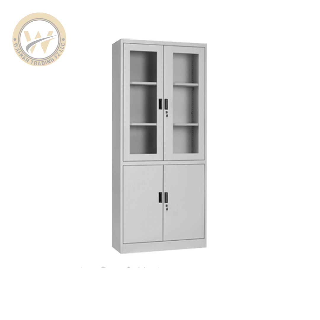 Metal Half Glass Swing Door Cabinet