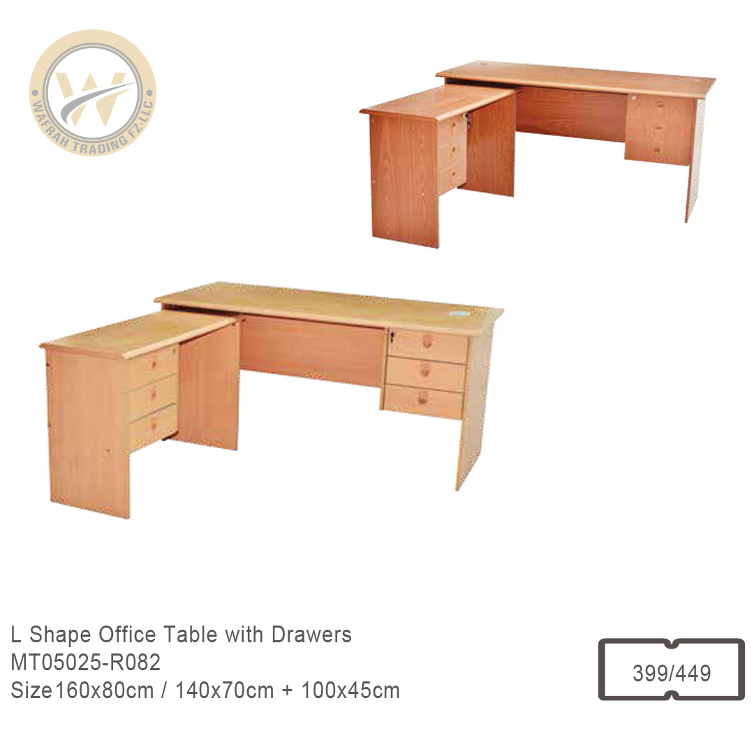 Table L Shape with Drawers Model MT-R